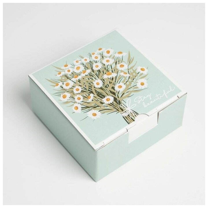 Дарите Счастье Коробка‒пенал, упаковка подарочная, «Ромашки», 15 х 15 х 7 см