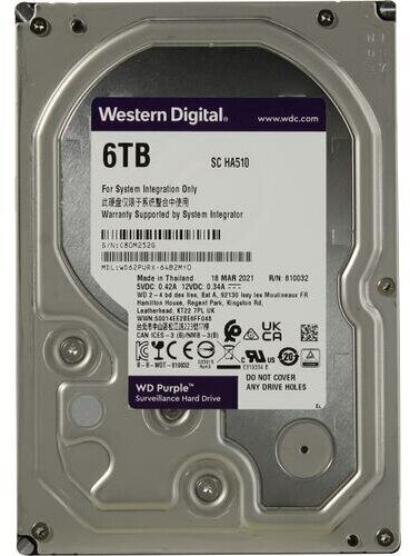 Жесткий диск Western digital Purple 6 Тб WD62PURX