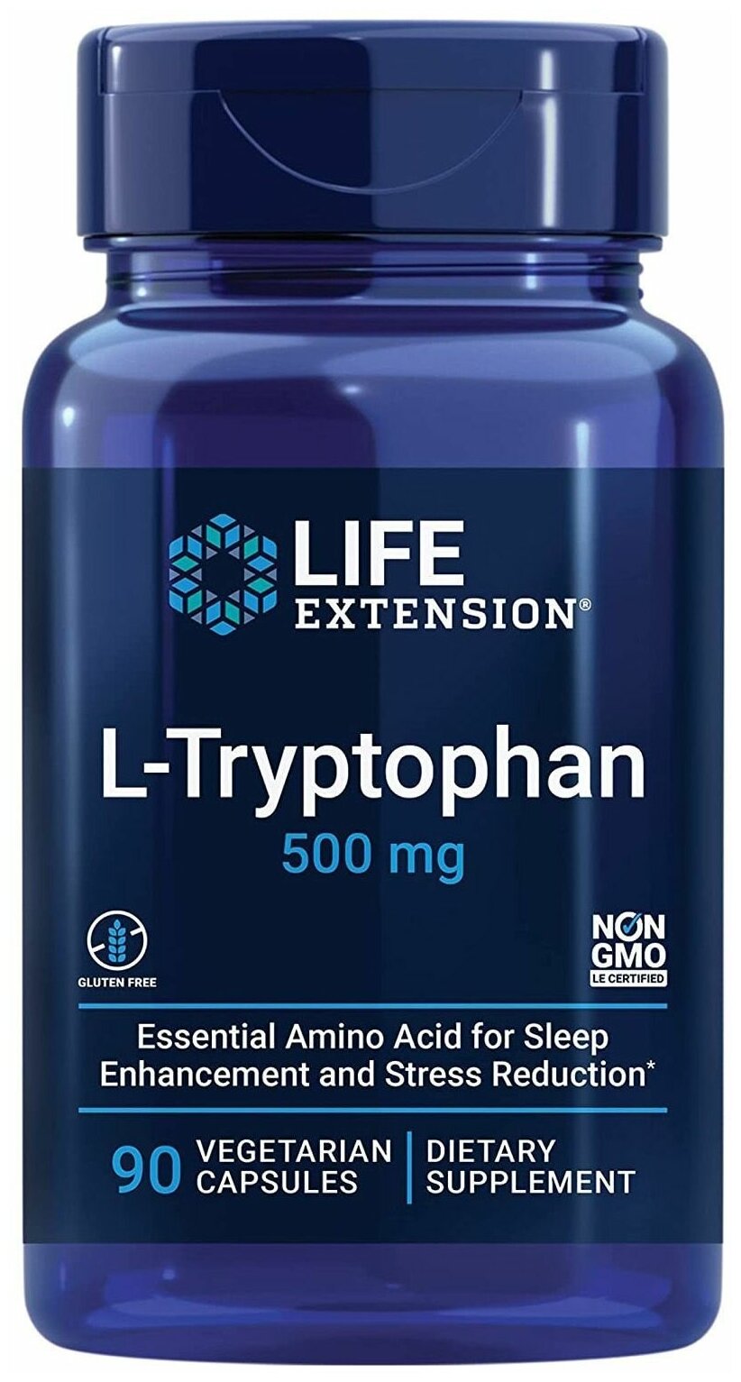 Life Extension L-Tryptophan - L-триптофан, 500 мг 90 вегетарианских капсул