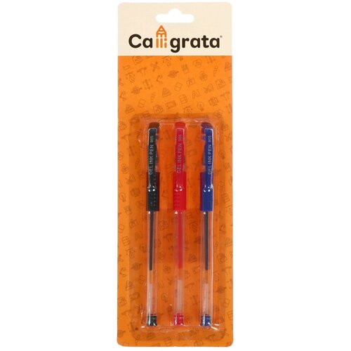 Набор гелевых ручек, 3 цвета: красный, синий, чёрный, 0.5 мм