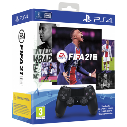 фото Геймпад sony dualshock 4 v2 (cuh-zct2e) + fifa 21 + подписка ps plus 14 дней, антрацитовый черный