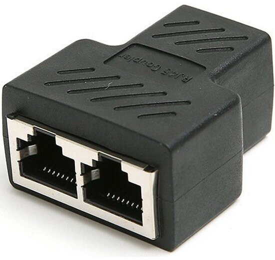 Разветвитель Vcom RJ-45 8P8C (F)<-->2 x 8P8C (F), FTP, ABS пластик, кат. 5e