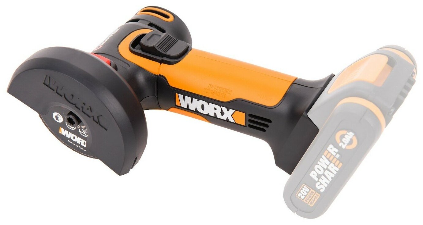 Угловая шлифмашина аккумуляторная Worx WX801.9, 76 мм, 20 В, без АКБ и ЗУ, коробка