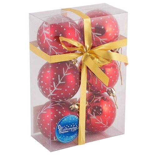 фото Набор елочных шаров волшебная страна pbd6-6-058, красный, 6 см, 6 шт.