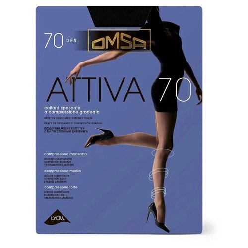 Колготки Omsa Attiva, 70 den, размер 3, черный