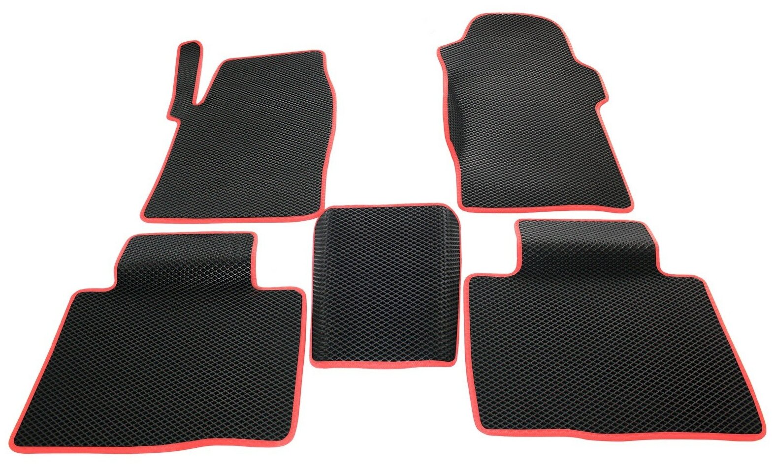 Автомобильные коврики салона EVA (комплект 5 шт черный ромб с красным кантом для УАЗ Патриот 2014 - наст. время