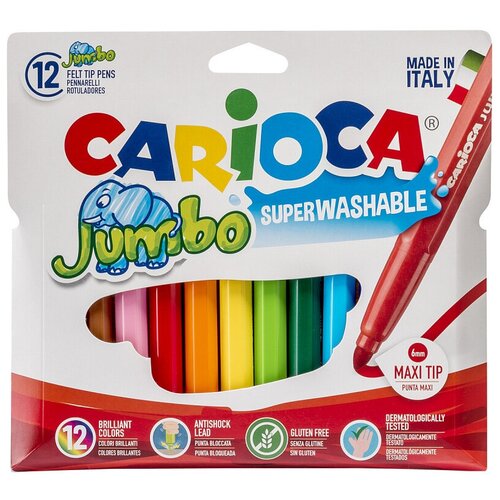 Carioca Фломастеры Jumbo (40565), разноцветный, 12 шт. фломастеры carioca jumbo 40565 12цв блистер
