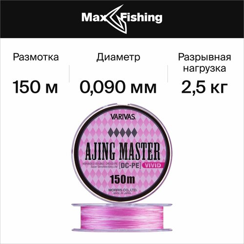 Плетеный шнур для рыбалки Varivas Ajing Master DX-PE Vivid #0,3 0,09мм 150м (pink)