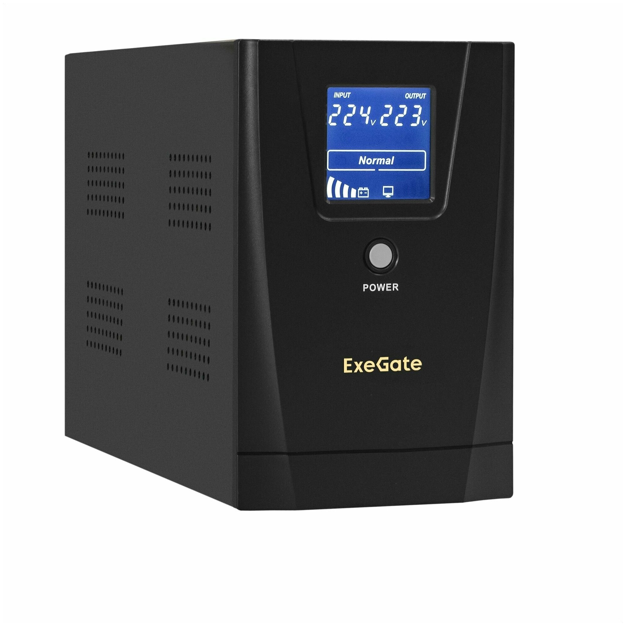 Источник бесперебойного питания Exegate EX292630RUS 2000VA/1200W, LCD, AVR, 1*Schuko+2*C13,RJ45/11,U - фото №1