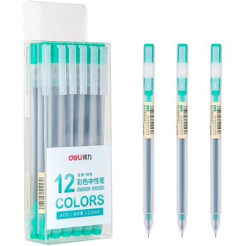 Ручка гелевая Deli A119-GN прозрачный зеленые чернила линия 0.5мм