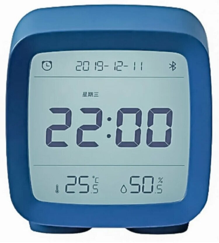 Часы с термометром Xiaomi Qingping Bluetooth Smart Alarm Clock, синий - фотография № 14