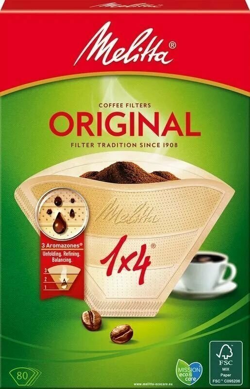 Melitta Original 1х4 Фильтры для кофе коричневые 80 шт. (Из Финляндии)