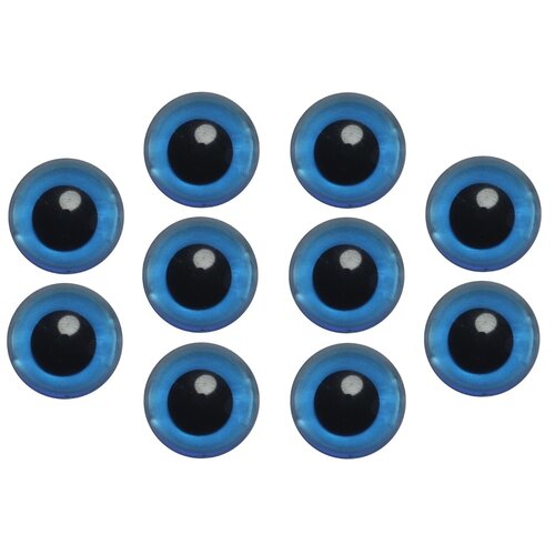 Глаза живые синие, диаметр 25 мм, в комплекте с фиксатором (10 шт), КиКТойс