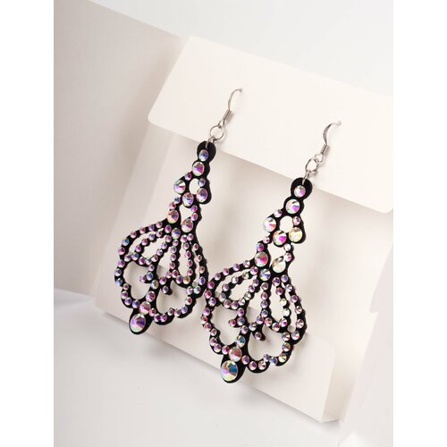 Серьги , стекло, черный, мультиколор