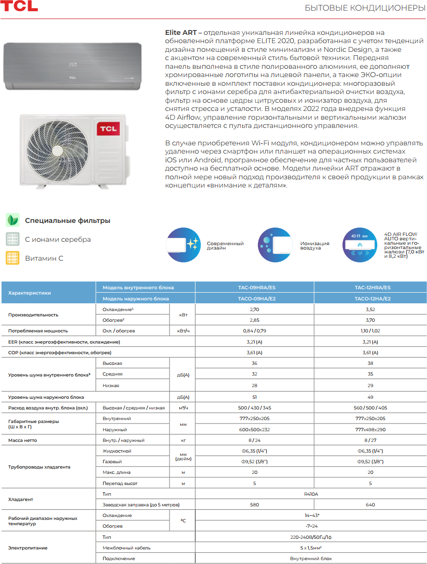 TCL TAC-09HRA/ES, серебристый