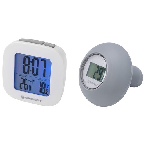 фото Термометр для ванной комнаты bresser mytemp wtm, цифровой, сенсорный термодатчик воды, будильник, белый