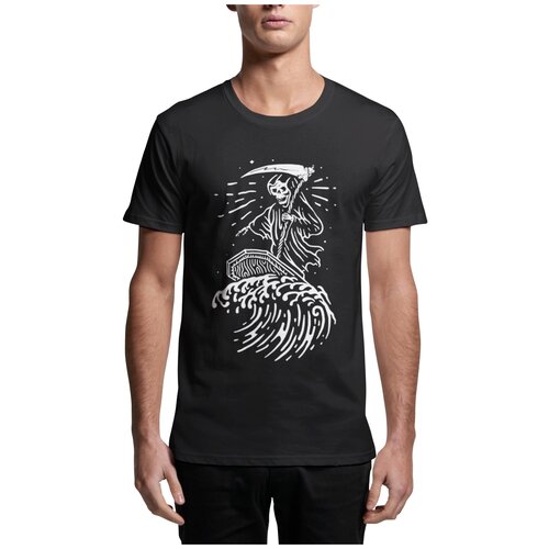фото Футболка мужская black pack "surfing death", черная, размер l