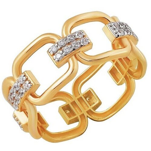 фото Кольцо золотая подкова, красное золото, 585 проба, фианит, размер 17.5