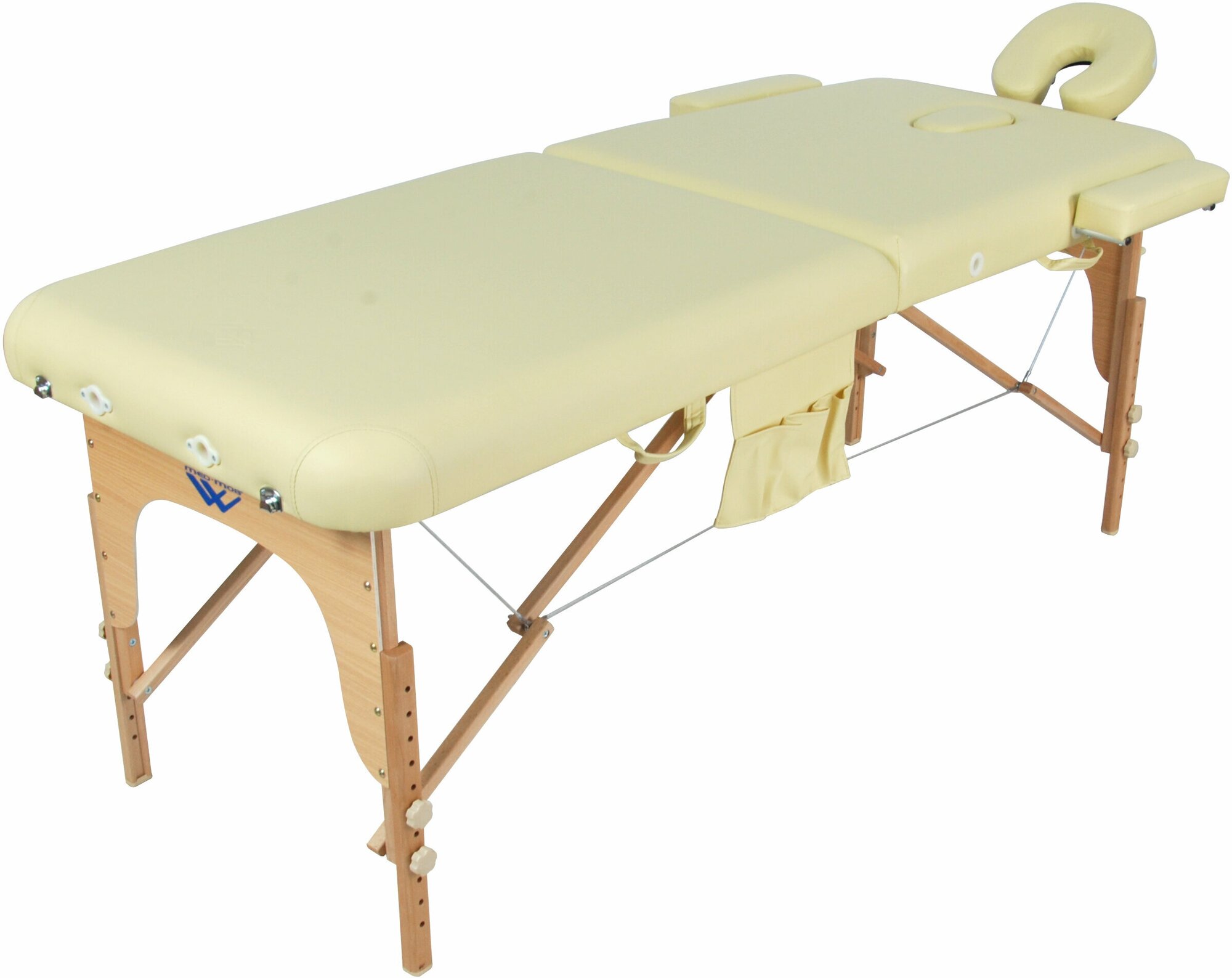 Массажный стол складной модульный деревянный 2-х секционный бежевый искусственная кожа