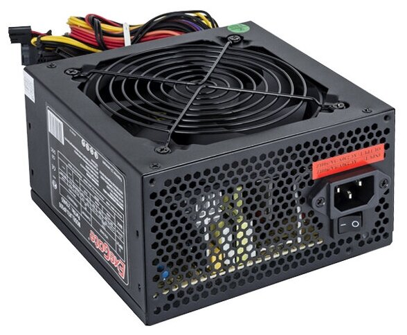 Блок питания ATX Exegate EX219465RUS 600W, black, 12cm fan, 24p+4p, 6/8p PCI-E, 3*SATA, 2*IDE, FDD - фото №1