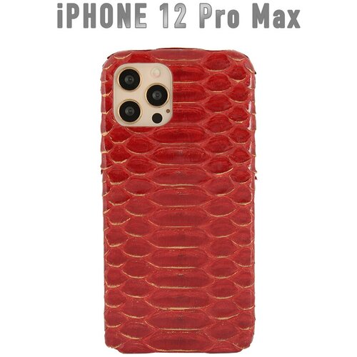 Чехол из кожи питона для IPhone 12 Pro Max красного цвета с золотом