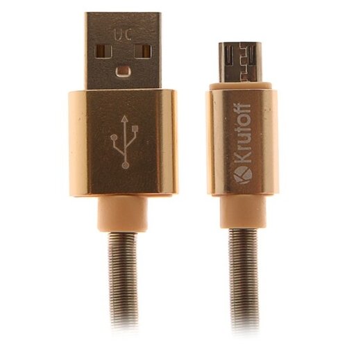 Кабель Krutoff microUSB - USB усиленный разъем 2.1 А 1 м цвет золото 2863559