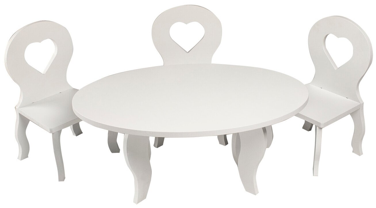 Набор мебели для кукол Paremo Шик Мини: стол, стулья, цвет: белый (PFD120-47M)