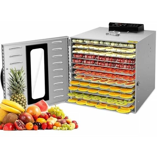 Сушилка для овощей и фруктов AIRHOT FD-12 дегидратор для сушки электрический из нержавеющей стали 12 решеток и поддон для сбора жидкости 2484100₽