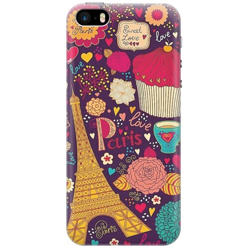 фото Re:paчехол - накладка artcolor для apple iphone se / 5s / 5 с принтом "love in paris"