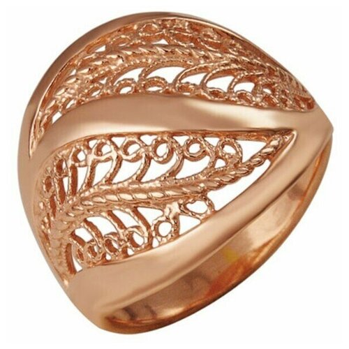 фото Кольцо recom, золочение, размер 19, золотистый