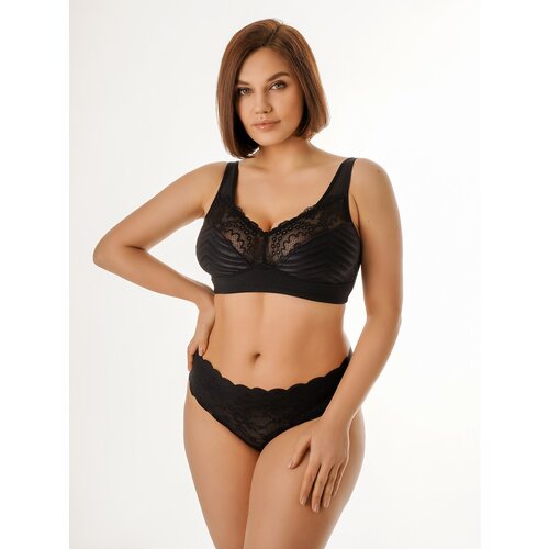 фото Бюстгальтер минимайзер monmio, гладкий, чашка без пуш-ап, без косточек, мягкая, бретели широкие, регулируемые, размер 75e, черный