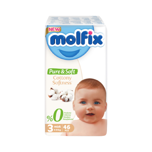 Купить Molfix подгузники Pure&Soft №3 (4-9 кг), 46 шт., female