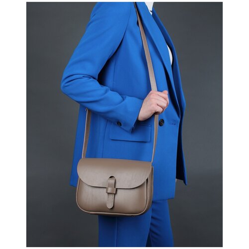 фото Женская сумка через плечо из натуральной кожи серо-бежевая a016 taupe divalli
