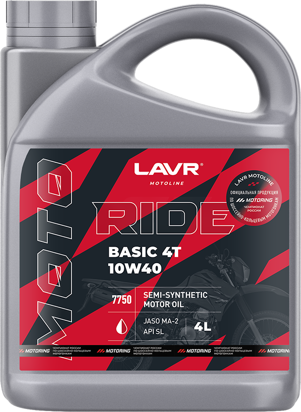 LAVR MOTO Моторное масло RIDE BASIC 4T 10W40 SL, 4 л
