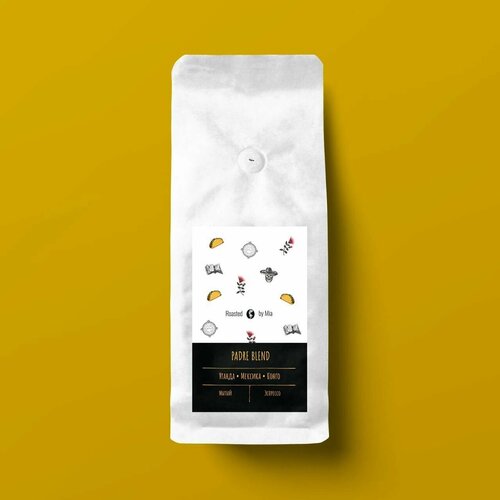 Кофе в зернах 75% Арабика 250 г Roasted by Mia. "Падре Бленд" Средняя обжарка