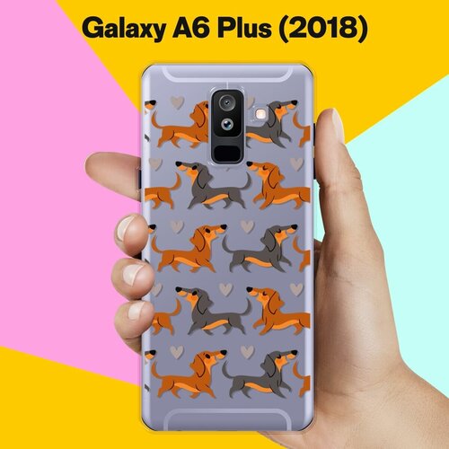 Силиконовый чехол на Samsung Galaxy A6 Plus (2018) Узор из такс / для Самсунг Галакси А6 Плюс силиконовый чехол на samsung galaxy a6 plus 2018 синий сердца для самсунг галакси а6 плюс