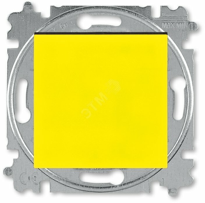 Выключатель одноклавишный ABB Levit жёлтый / дымчатый чёрный