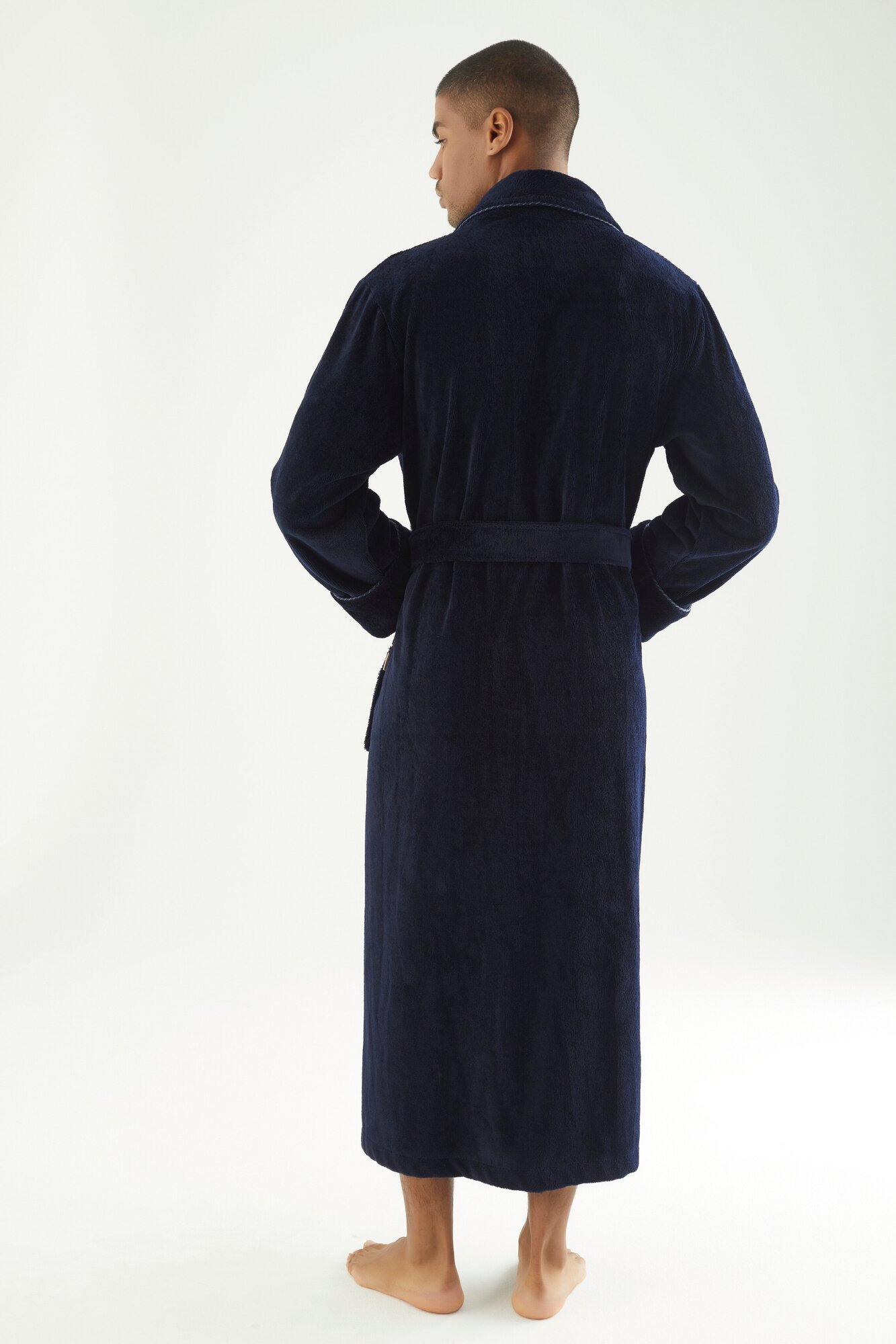 Халат мужской махровый NUSA, тёмно-синий 7235 (2XL) - фотография № 3