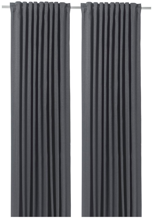 Портьеры ИКЕА БЛОХУВА на ленте, 145х300 см, 2 шт., темно-серый