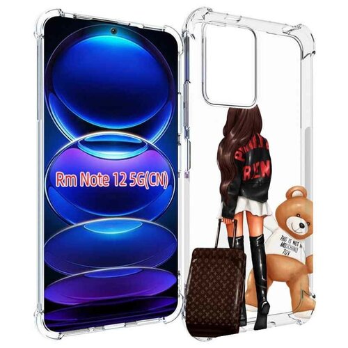 Чехол MyPads девушка-с-модным-чемоданом женский для Xiaomi Redmi Note 12 / POCO X5 задняя-панель-накладка-бампер чехол mypads девушка с модным чемоданом женский для xiaomi black shark 5 задняя панель накладка бампер