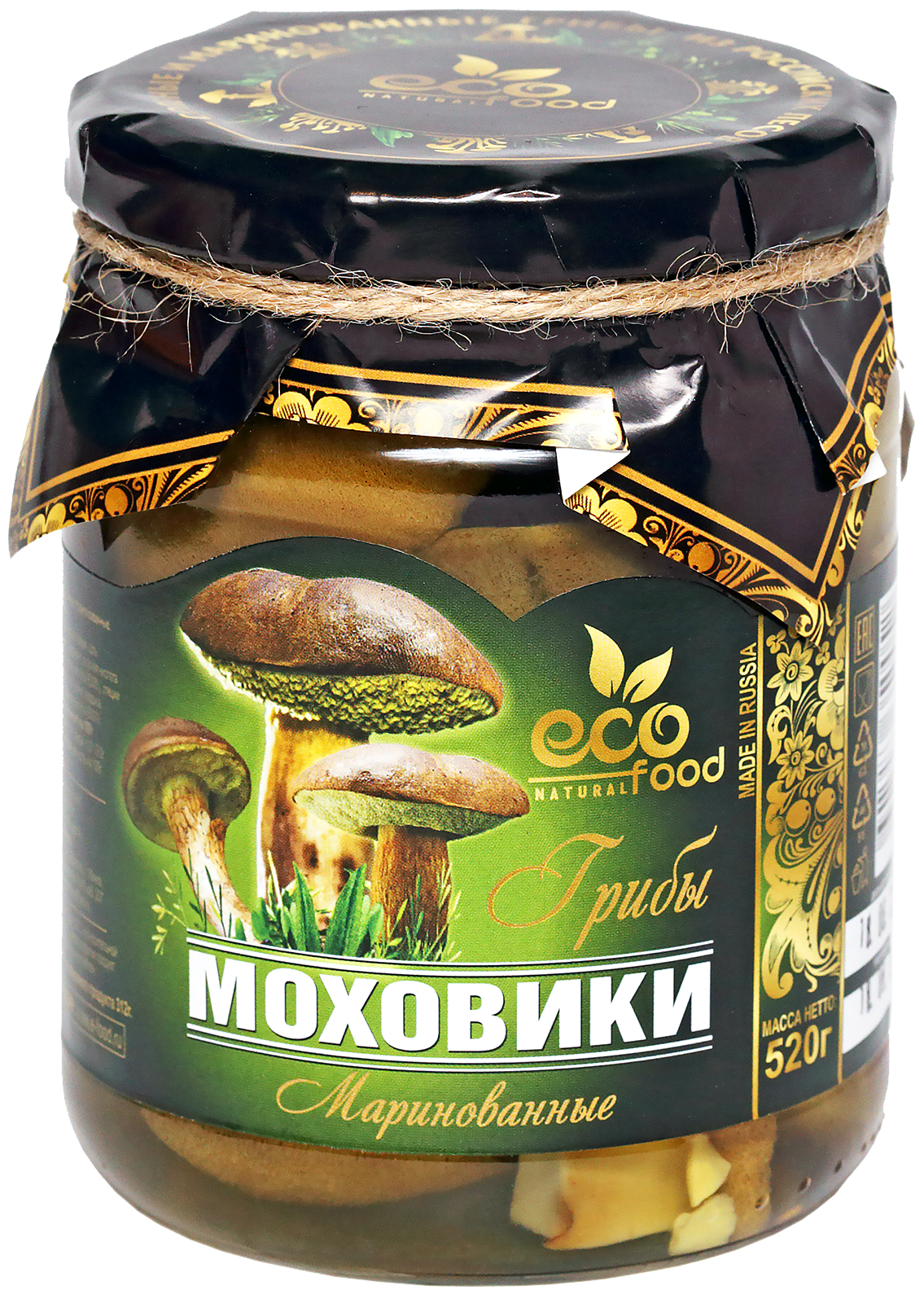 Грибы Моховики маринованные, 520г ECOFOOD