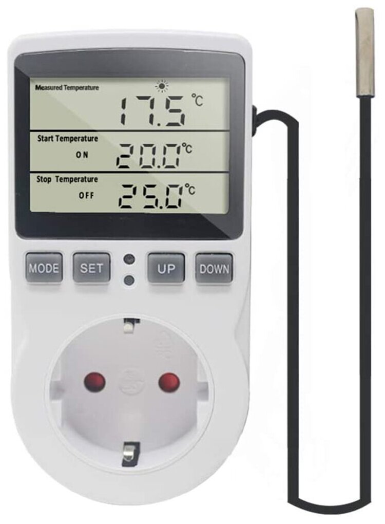 Терморегулятор / термостат / Умная розетка / с выносным датчиком / с таймером для отопления, конвекторов, теплицы, аквариумов