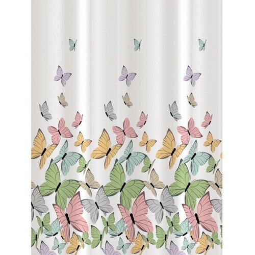 Штора для ванной комнаты UniStor BUTTERFLY, с водоотталкивающей пропиткой, рисунок бабочки