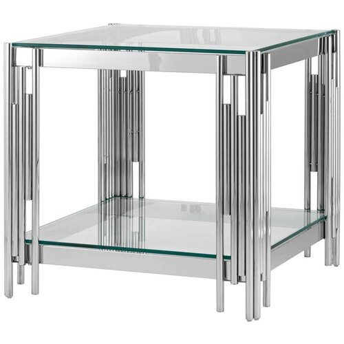 Журнальный столик TRIXETY MONOT, прозрачное стекло, металл хром