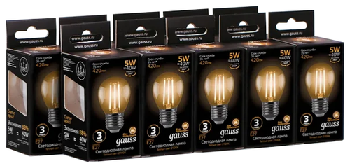 Упаковка светодиодных ламп 10 шт. gauss 105802105, E27, G45, 5 Вт, 2700 К