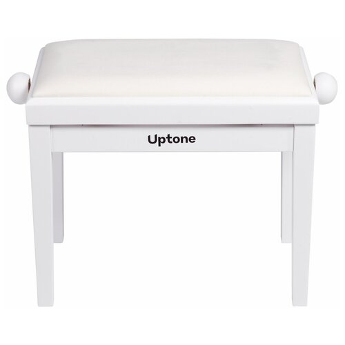 UPTONE Fusion M3 White банкетка с регулировкой высоты, цвет корпуса белый матовый, сиденье вельвет в рубчик белый