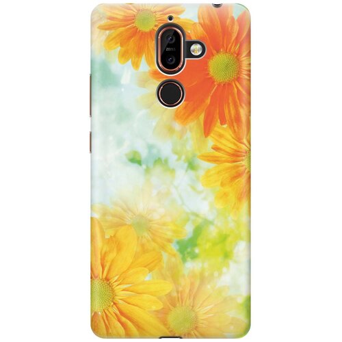 фото Cиликоновый чехол на nokia 7 plus / нокиа 7 плюс с принтом "оранжевые цветы" gosso