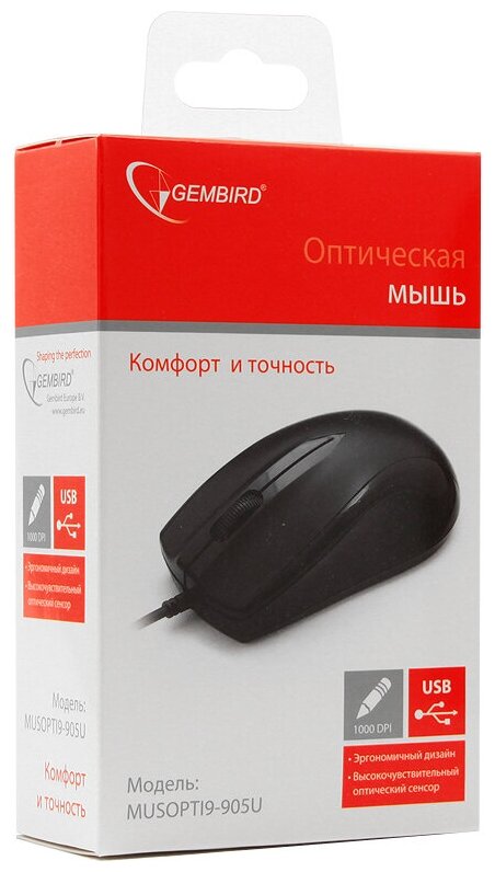 Мышь проводная Gembird MUSOPTI9-905U чёрный USB - фото №6