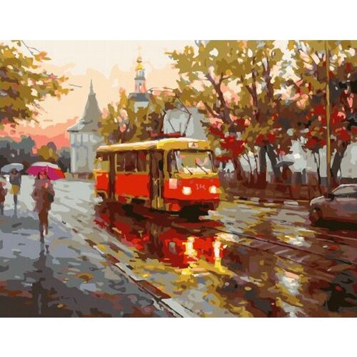 Картина по номерам Трамвай под дождем 40х50 см Hobby Home картина по номерам тигр под дождем 40х50 см