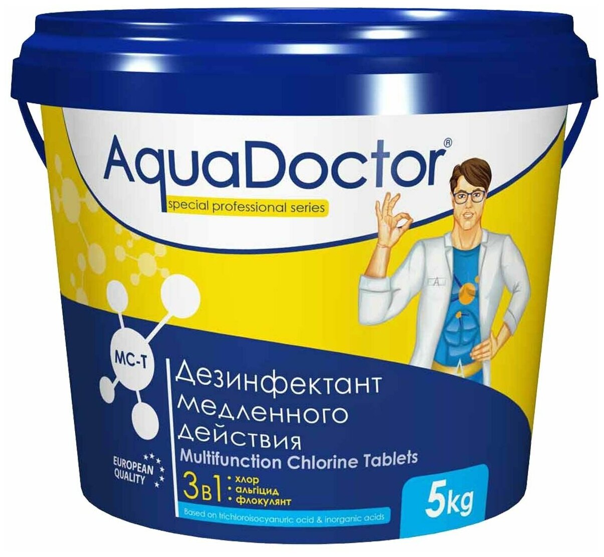 AquaDoctor "Дезинфектант медленного действия 3 в 1 MC-T" 1 кг. (таблетки по 20 гр.)